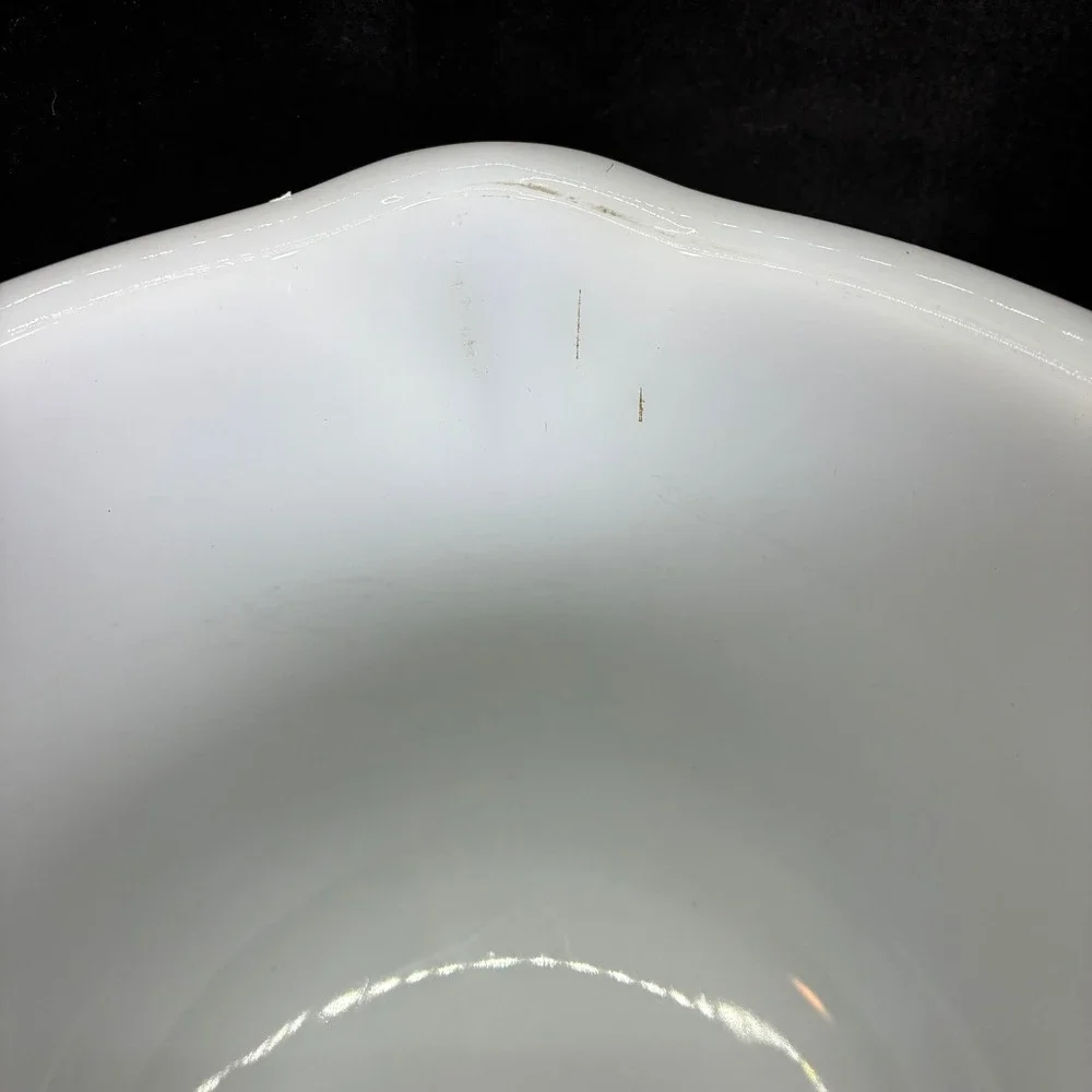 Vintage Glasbake for Sunbeam Milk Glass Mixing Bowl White Spout Made in USA 7in